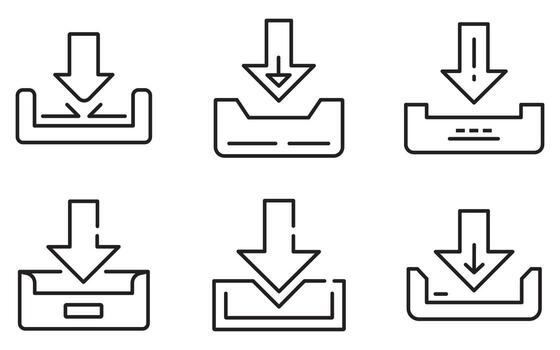 descargar flecha icono conjunto contorno y mínimo símbolos para archivos, datos, y digital almacenar vector