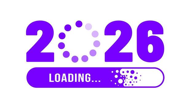 2026 progress loading bar background or banner design template. Happy new year wish loading bar banner design. greeting and new year 2026 celebration vector