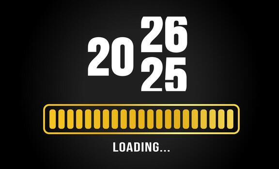 2026 progress loading bar background or banner design template. Happy new year wish loading bar banner design. greeting and new year 2026 celebration banner with loading bar vector