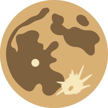 a brown planet or moon with irregular dark patches and crater-like shapes, vector