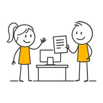 Graphic Design Illustrating Collaboration and Document Handover in Corporate Settings. vector