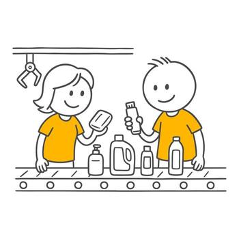 A Visual Representation of Industry 4.0 and Smart Manufacturing Processes in a Modern Factory Setting. vector