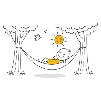 Moments spent in a hammock between two trees reflect calmness and a sense of unity with nature. vector