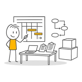 An Organized Workspace Illustration Representing Project Tracking and Time Management. vector