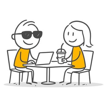 A meeting of two creative individuals enjoying the flexibility of working in a digital world. vector