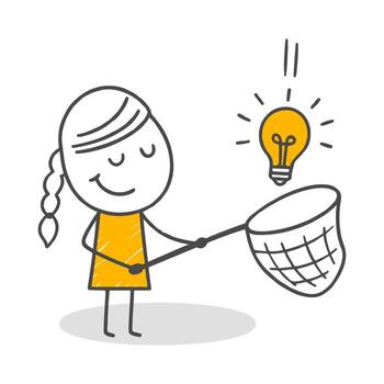 The moment of peace and satisfaction that comes from discovering new ideas and capturing creative thoughts. vector