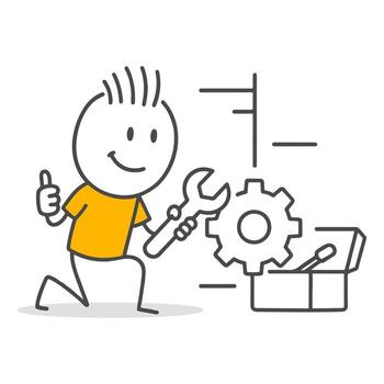 A Cheerful Technical Support Character Offering Practical Solutions to Problems. vector
