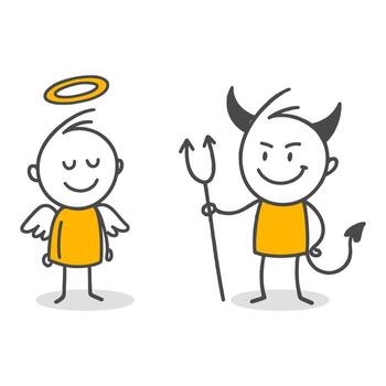 An impressive character composition symbolizing the inner conflicts that influence human behavior. vector