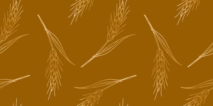 minimalist harvest seamless pattern background with abstract gold wheat and rye spikelets design vector