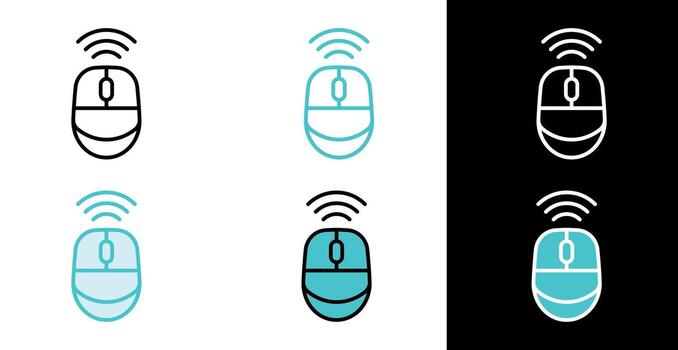 Wireless optical mouse icon in line and fill style vector