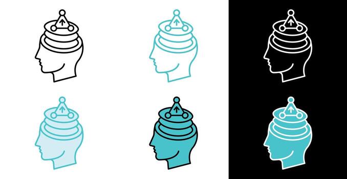 Brainstorming symbol for ideas and strategy development icon in line and fill style vector