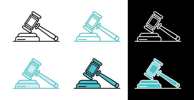 juez mazo y sonido bloquear icono en línea y llenar estilo vector