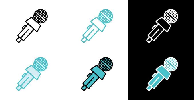 Handheld microphone symbol icon for broadcasting and podcasting in line and fill style vector