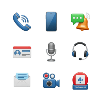 Communication Tools and Technologies for Modern Connection and Information Sharing, Featuring Phone, Microphone, Camera, and Mail Icons png