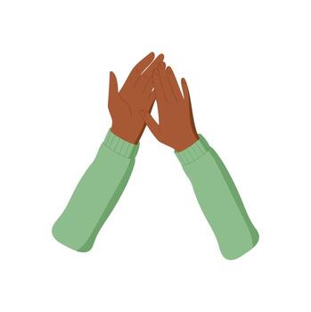 Clapping hands gesture in flat style. Symbol of teamwork and helping together for shared support. Represents unity, aid, and solidarity, ideal for community or team projects. vector