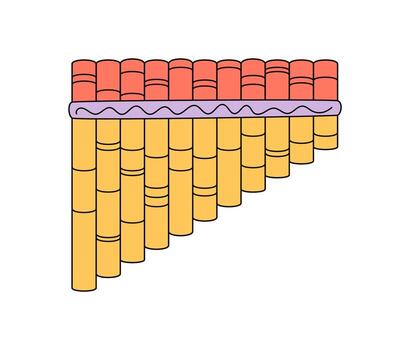 Groovy retro cartoon music flute sticker in colorful and funky y2k style. This playful instrument forms a unique groovy element and symbol with bright orange yellow. Perfect for modern decor vector