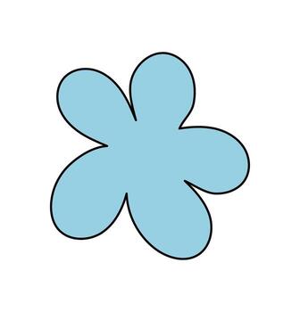 Groovy retro blue flower motif in flat pop style. Funky groovy element, abstract sticker with y2k and graphic charm. Playful retro accent for trendy backgrounds or graphic creative concepts. vector