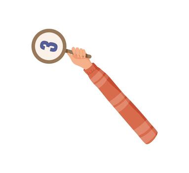 Cartoon style hand holding three circle sign. Isolated hand with circular shape symbol for customer satisfaction and positive feedback. Ideal for review, rate, vote, and business concepts in modern vector