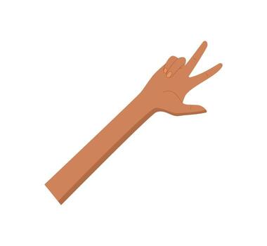 Flat black hand with three fingers raised. Bare human palm gestures the number three in simple, isolated style. Perfect for education, counting, or math concepts in minimal design. vector