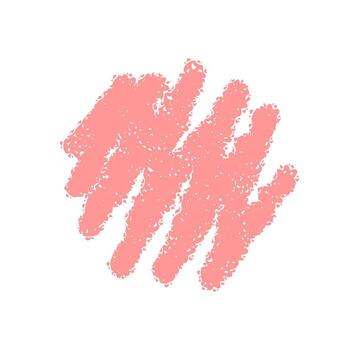 Pink crayon round box with bold patch and sketch style. Scribble stroke texture forms a circle, hand drawn as background for text or highlight, adding a soft accent to minimal compositions. vector