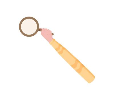 Cartoon hand hold blank circle in isolated style. Circle icon represents survey elements and customer opinion. Suitable for client satisfaction feedback or review themes. vector