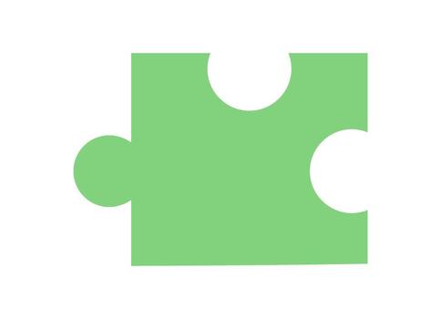 Flat simple jigsaw puzzle piece silhouette. Game element for table or boardgame fun and play. Perfect toy for child entertainment, leisure, or creative hobby concepts. vector