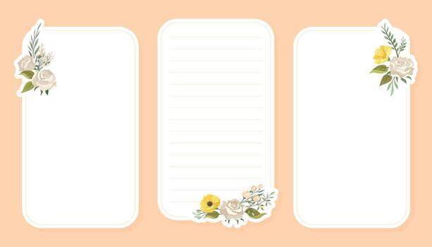 White Rose Empty Note Card Border Design Template vector