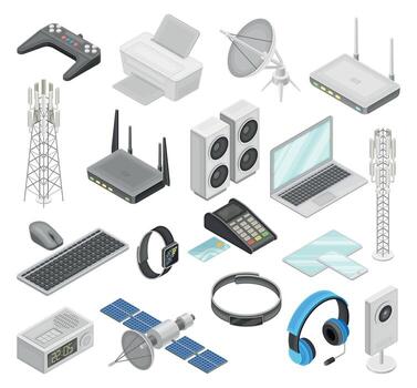 inalámbrico red conexión dispositivo y tecnología conjunto vector