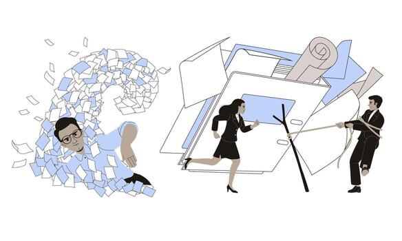 Dynamic and Engaging Scenes of Movement and Action Within a Business Environment Setting vector