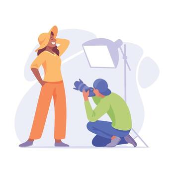 A Professional Photoshoot Featuring a Model in a Creative Studio Setting Environment vector