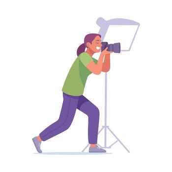A talented photographer is capturing beautiful images in a wellorganized studio setup vector