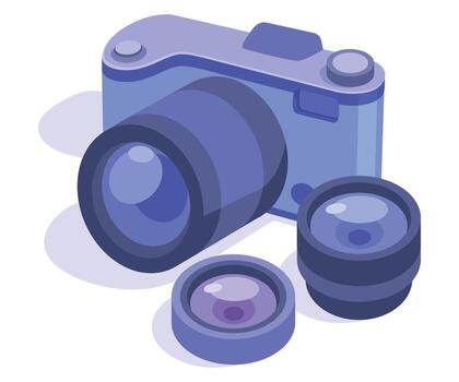 Discover the Modern Camera with Versatile Lenses for Photography Enthusiasts and Creatives vector