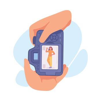 capturar momentos testigo un cámara en acción, congelación hora y creando recuerdos vector