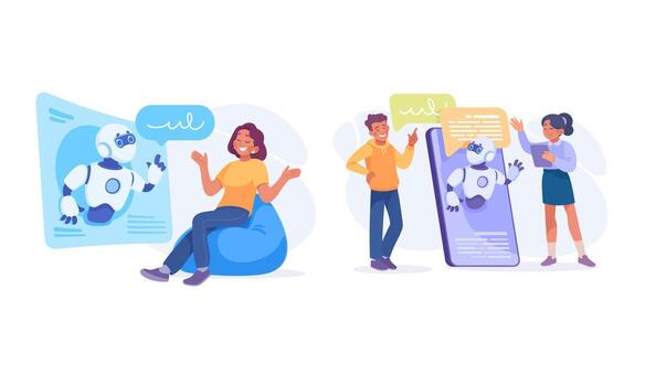 Exploring the Role of Engaging Robot Assistants in Contemporary Communication Dynamics vector