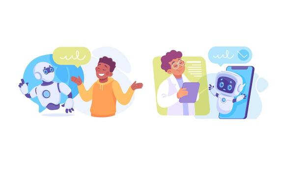 Engaging and Interactive Interactions Between Humans and Robots in the Realm of Modern Technology vector