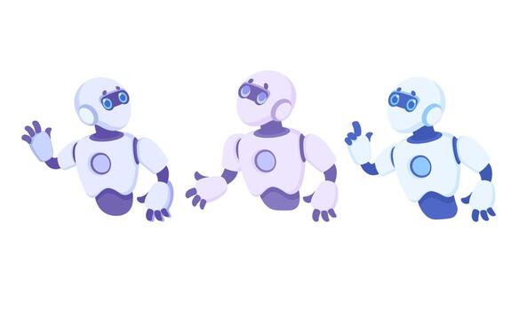 Vibrant and Colorful Robots in Dynamic Motion Engaging Animated Characters That Captivate vector