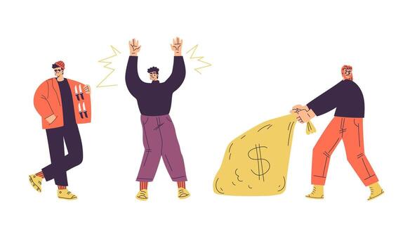 Dynamic Characters Engaging in Celebration and Collaborative Work Together in a Joyful Environment vector