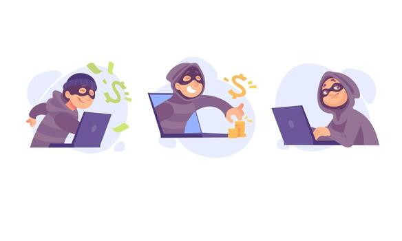 cibercrimen dibujos animados explorador el interesante Arte detrás en línea robo y sus asociado cuestiones vector