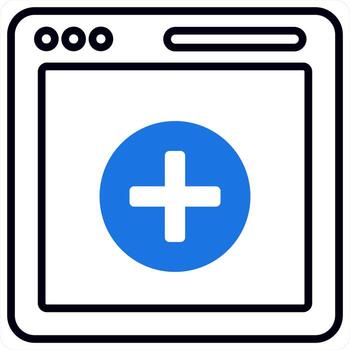 añadir página icono concepto en azul color vector