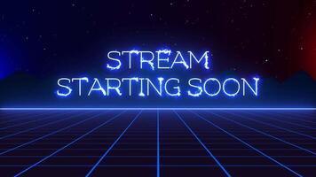 Stream Starting Soon Retro Neon Animation, Electric Blue Neon Stream Intro Animation video