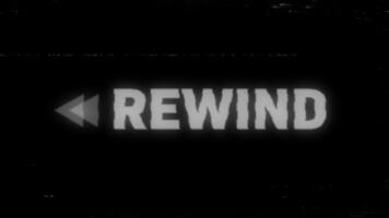 retro vhs rebobinar texto animação, jogador rebobinar estático efeito video