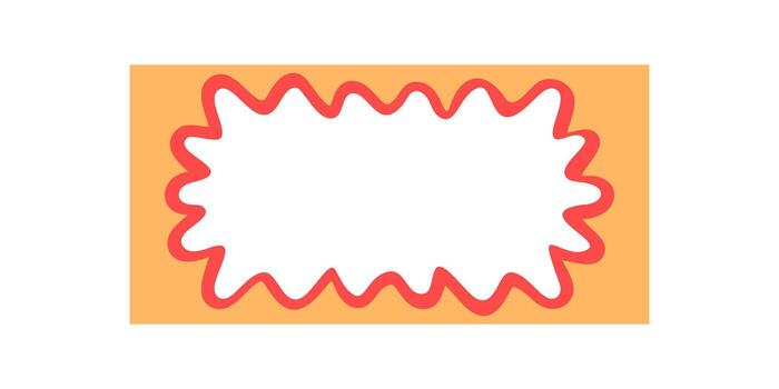 Groovy burst rectangle frame outline in retro cartoon graphic style. Funky border shape as y2k element, with orange background for playful design and creative concepts. vector