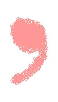 Pink chalk hand drawn comma mark symbol. Unique font character and quotation element with quote icon detail. Modern punctuation style, simple and artistic, isolated for use in poster, label or vector