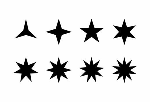 set of simple black stars symbols design element shape isolated on white background. vector