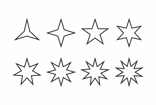 Star shape icon set geometric design element shape isolated on white background. vector
