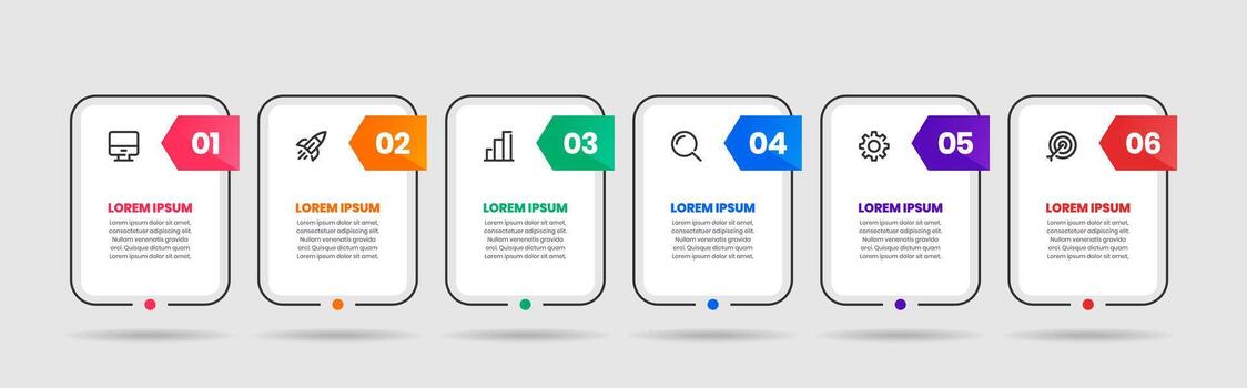 Label Infographic Element Design Templates with Icons and 6 Numbers. Suitable for Process Diagram, Presentations, Workflow Layout, Banner, Flow Chart, Infographic vector