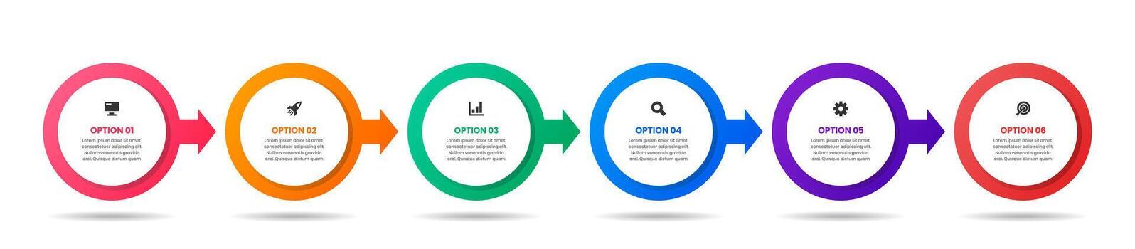 Circle Infographic Element Design with Icons and 6 Options. Suitable for Presentations, Workflow Layout, Banner, Flow Chart, Infographic vector