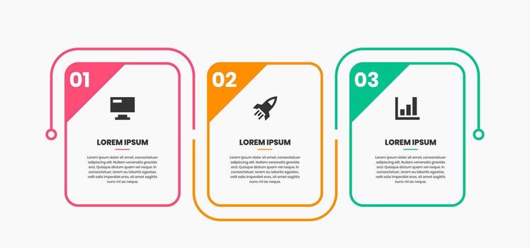 Line Infographic Element Design Templates with Icons and 3 Numbers. Good for Process Diagram, Presentations, Workflow Layout, Banner, Flow Chart, Infographic vector