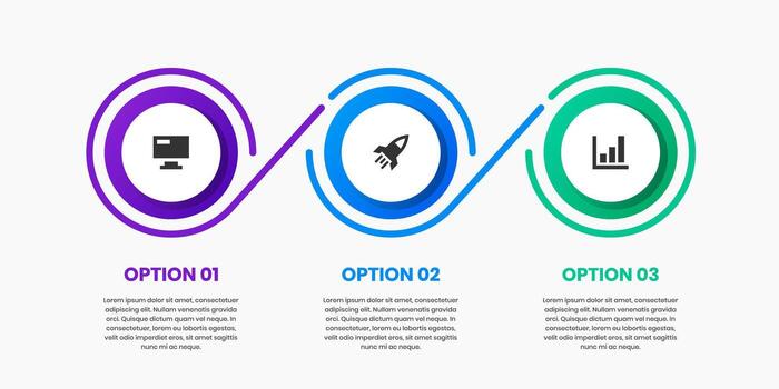 Circle Infographic Element Design Templates with Icons and 3 Options or Steps. Suitable for Process Diagram, Presentations, Workflow Layout, Banner, Flow Chart, Infographic. vector