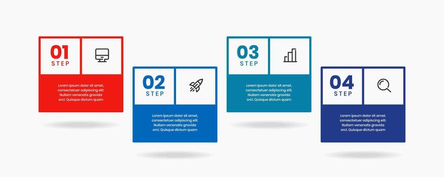 Simple Infographic Element Design Templates with Icons and 4 Steps. Suitable for Process Diagram, Workflow Layout, Banner, Flow Chart, Infographic. vector